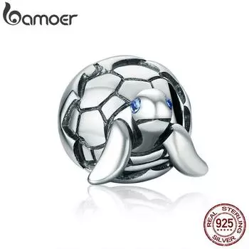 BAMOER милый дизайн, стерлинговое серебро 925 пробы, реборн, черепаха, прозрачные бусины с цирконием, подходят для браслетов-подвесок