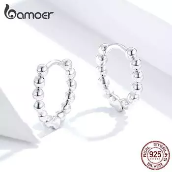Bamoer Минималистичные серьги-кольца из стерлингового серебра 925 пробы, не вызывающие аллергии, женские серьги-кольца для девочек S925 silver