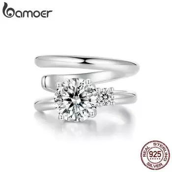 BAMOER моно-белые позолоченные двухслойные муассанитовые серьги-каффы из стерлингового серебра 925 пробы, серьги-клипсы с муассанитом для женщин