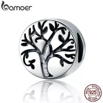 BAMOER Настоящее 100% серебро 925 пробы Классические бусины «Древо жизни» подходят для браслетов-подвесок