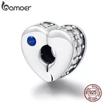 BAMOER Настоящее серебро 925 пробы с любовью и наилучшими пожеланиями, подвески с застежкой в виде сердца, бусины, подходят для женщин, серебряные браслеты SCC890