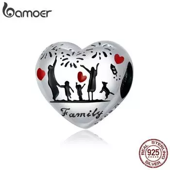 Bamoer Настоящее серебро 925 пробы, семейный шарм на День благодарения для браслета, браслета, ювелирных изделий ручной работы, сделай сам 925 silver
