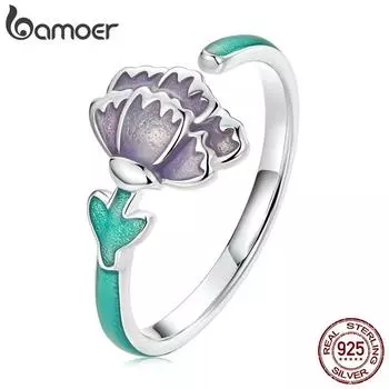 BAMOER, натуральное серебро 925 пробы, кольцо с гвоздикой, серебряные регулируемые кольца на палец для женщин, комплект ювелирных украшений, подарок дружбы 925 silver