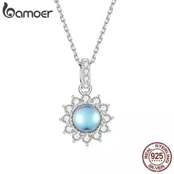 BAMOER, натуральное серебро 925 пробы, подвеска «Ослепительное солнце», цепочка для женщин, ювелирные изделия, эффектные ювелирные изделия, подарок 925 silver