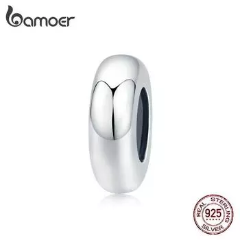 BAMOER Натуральное серебро 925 пробы Простой минималистский браслет с силиконовым кольцом-подвеской для оригинального браслета серебряный