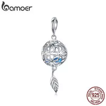 BAMOER, натуральное серебро 925 пробы, стабилизированный цветок, геометрическая подвеска-подвеска, подходит для оригинальных браслетов SCC1123