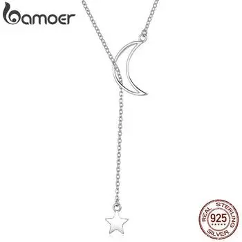 BAMOER Новое поступление модные ожерелья с подвеской из стерлингового серебра 925 пробы «Луна и звезды» серебряный