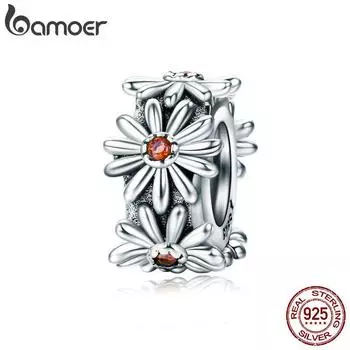 BAMOER, новые модные силиконовые бусины-разделители из 100% стерлингового серебра 925 пробы, подходят для браслета-подвески