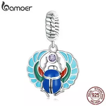 BAMOER Новый стерлингового серебра 925 пробы красочный скарабей подвеска-подвеска для женщин подходит оригинальный DIY браслет ожерелье ювелирные изделия 925 silver
