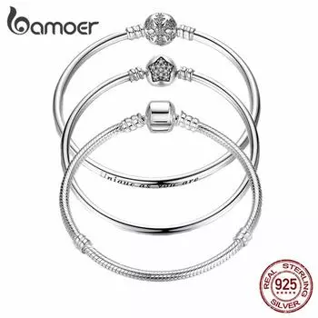 BAMOER оригинальные дизайнерские женские украшения 925 пробы серебряная змеиная цепочка застежка femme серебряный браслет C-17cm