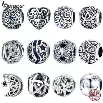 BAMOER Оригинальные круглые шармы из стерлингового серебра 925