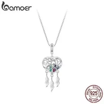 BAMOER ожерелье «Ловец снов» из стерлингового серебра 925 пробы в стиле ретро, винтажные украшения «Древо жизни», подарки на день рождения для женщин и девочек SCN519