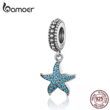 BAMOER Подвеска в виде морской звезды, подвеска из стерлингового серебра 925 пробы, морское существо, океанские подвески для браслета SCC1210