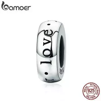 BAMOER Романтические новые бусины-разделители из стерлингового серебра 925 пробы с гравировкой «Я люблю тебя навсегда», подходят для браслета-подвески SCC595