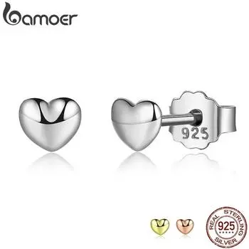 BAMOER Серьги-гвоздики из стерлингового серебра 925 Сердечко PAS440