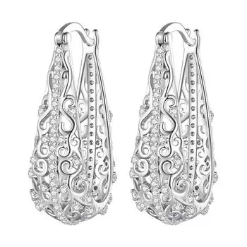 BAMOER, серьги-кольца из стерлингового серебра 925 пробы с декоративным узором в форме лозы, серьги-кольца в форме капли воды, пряжки для ушей для женщин, роскошные ювелирные изделия 925 silver серебряный