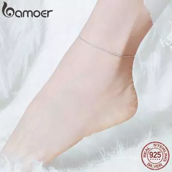 BAMOER серебряные маленькие бусины для женщин, летние браслеты из стерлингового серебра 925 пробы с бисером, модные ювелирные изделия для ног
