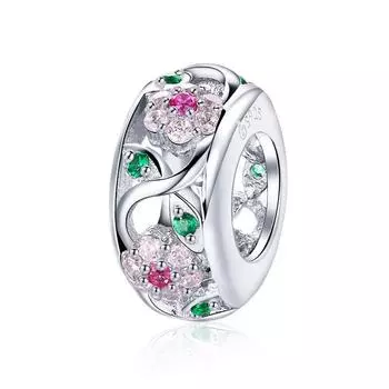 BAMOER Шарм из стерлингового серебра 925 Цветочный орнамент серебряный