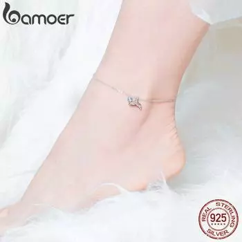 BAMOER Синий океан Русалка браслет для лодыжки Стерлинговое серебро 925 пробы рыбий хвост Ножные браслеты для ног Браслеты SCT004