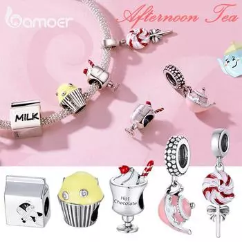 BAMOER Стерлинговое серебро 925 пробы, послеобеденный чай, серия для отдыха, эмалированная подвеска для оригинального браслета E