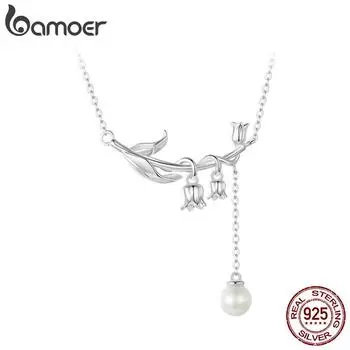BAMOER Стерлинговое Серебро 925 пробы Романтическое ожерелье-цепочка с ландышами для женщин, подарок на помолвку 925 silver