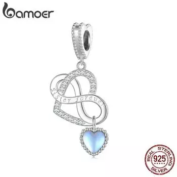 BAMOER, стерлинговое серебро 925 пробы, сверкающие цирконы, символ бесконечности, подвеска в форме сердца для женщин, оригинальные ювелирные изделия 925 silver