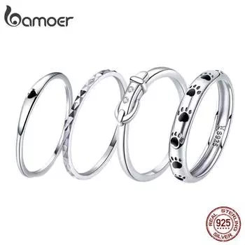 BAMOER Стерлингового Серебра 925 Круглый Круг Чистый Палец Кольцо Простые Кольца Подарок Оригинальный Бренд Дизайн B-5