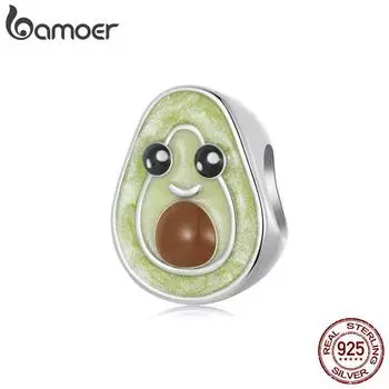 BAMOER стерлингового серебра 925 пробы авокадо бусины-подвески для браслета и ожерелья женские персонализированные подарочные украшения с эмалью SCC2823