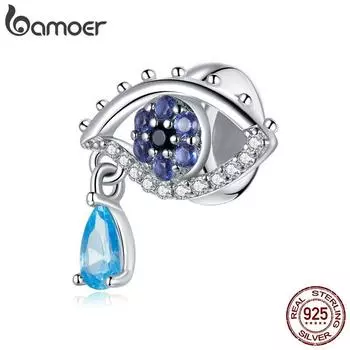 BAMOER, стерлингового серебра 925 пробы, блестящий кубический цирконий, синий загадочный глаз, очаровательные бусины для оригинальных браслетов 3 мм, ювелирные изделия своими руками 925 silver