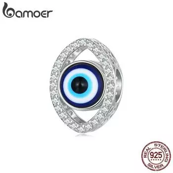 BAMOER, стерлингового серебра 925 пробы, бусина «Глаз дьявола», подвески «Счастливый глаз», подвески с фианитом для женщин, оригинальный браслет, ювелирные изделия 925 silver
