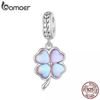 BAMOER стерлингового серебра 925 пробы четырехлистный клевер подвеска-подвеска для браслета DIY ювелирные изделия 925 silver