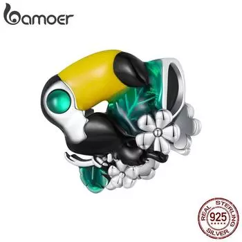 BAMOER стерлингового серебра 925 пробы джунгли тукан очаровательные бусины подходят оригинальные браслеты женские ювелирные изделия «сделай сам» 925 silver