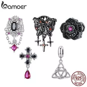 BAMOER Стерлингового Серебра 925 пробы Готический Крест Подвески для Женщин DIY Браслет и Браслет Ювелирные Изделия Для Хэллоуина D