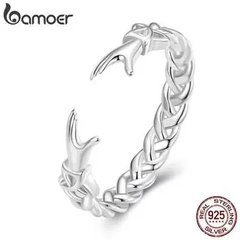 BAMOER Стерлингового Серебра 925 пробы Guardian Hands Регулируемое Кольцо Кельтский Узел Открытие Кольцо для Женщин Подарок На День Рождения Роман Ювелирные Изделия 925 silver