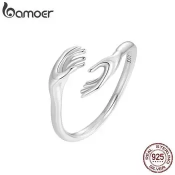 BAMOER стерлингового серебра 925 пробы, кольцо для рук для женщин и девочек-подростков, регулируемое кольцо, ювелирные изделия, подарки на день рождения для нее SCR1003-E