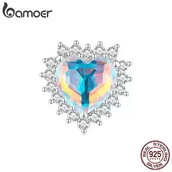 BAMOER стерлингового серебра 925 пробы красочные бусины в форме сердца Be Yourself Love Подвески для женщин оригинальный браслет ожерелье 925 silver