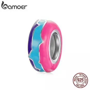 BAMOER Стерлингового Серебра 925 пробы Красочные Масло Капает Изысканные Очаровательные Бусины для Оригинального Браслета Изящных Ювелирных Изделий 925 silver