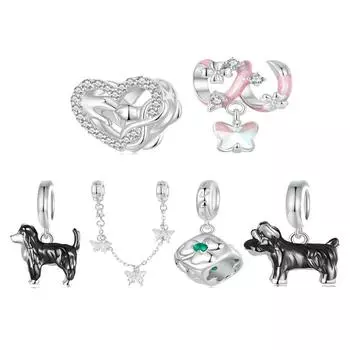 BAMOER Стерлингового Серебра 925 пробы Любовь Шарм Животное Подвеска Прекрасный Pet Бусина Подходит Оригинальный Браслет DIY Ювелирные Изделия Для Вечеринки Подарок
