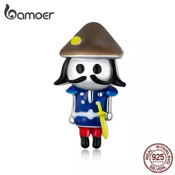 BAMOER Стерлингового Серебра 925 пробы, маленькая бусина-защитник, ручная подвеска с персонажем мультфильма, подходит для оригинального браслета, рождественские украшения, фестиваль, подарок 925 silver