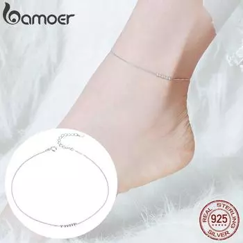 BAMOER стерлингового серебра 925 пробы маленькие бусины ножные браслеты для женщин бисер летние модные украшения для ног SCT007