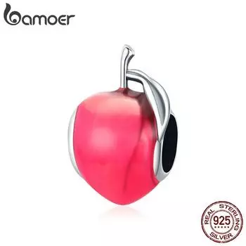 BAMOER стерлингового серебра 925 пробы милый персиковый эмаль фруктовый шарм сладкий для оригинального браслета ожерелье для женщин