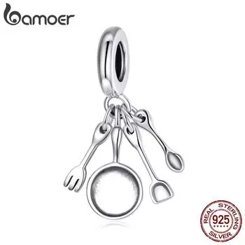 BAMOER стерлингового серебра 925 пробы, мини-посуда и посуда, подвеска-подвеска для оригинального браслета диаметром 3 мм 925 silver