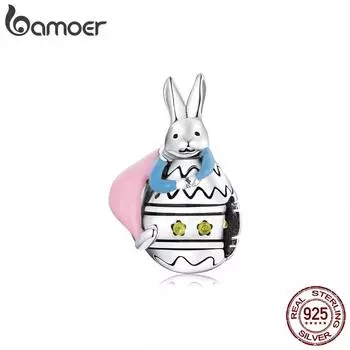 BAMOER стерлингового серебра 925 пробы Мисс Кролик и ретро счастливые яйца очаровательные бусины для оригинальных 3 мм браслетов и ожерелий праздничные ювелирные изделия в подарок серебряный