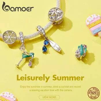 BAMOER Стерлингового Серебра 925 пробы Неторопливая летняя серия Подвеска-бусина для оригинального браслета A