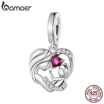BAMOER Стерлингового Серебра 925 пробы, подвеска для матери и ребенка, подвеска-подвеска для браслета, ювелирные изделия своими руками 925 silver