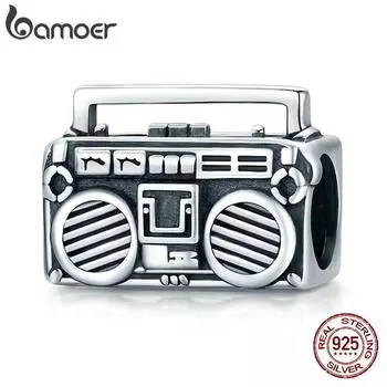 BAMOER Стерлингового Серебра 925 пробы Ретро Радио Шарм Бусины для оригинального браслета Женские Изящные Ювелирные Изделия 925 silver