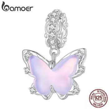BAMOER Стерлингового Серебра 925 пробы романтические кружевные подвески-бабочки кулон для женщин браслет DIY ювелирные изделия 925 silver