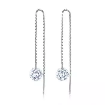 BAMOER стерлингового серебра 925 пробы розовый синий циркон висячие нитки длинные серьги с кисточками для женщин подарок на помолвку белый