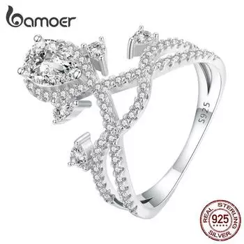 BAMOER Стерлингового Серебра 925 пробы с цирконием, кольцо на палец, кольцо с короной для женщин, подарок на день рождения, роскошные ювелирные изделия 6
