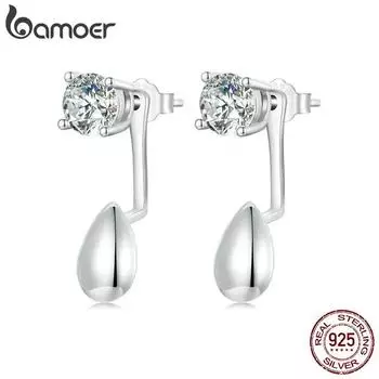 BAMOER стерлингового серебра 925 пробы съемные серьги-гвоздики с цирконием комбинированные серьги с каплями воды для женщин свадебные изысканные ювелирные изделия в подарок SCE1713